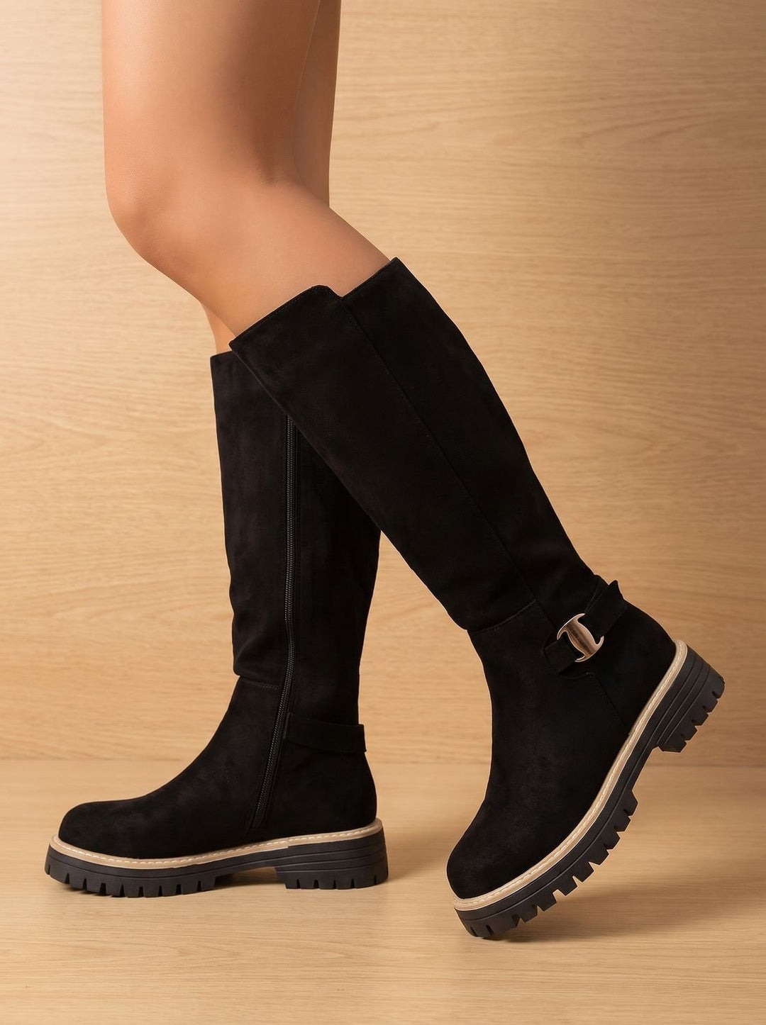 Black Knee High Boots for Casual Professional Wear in Black