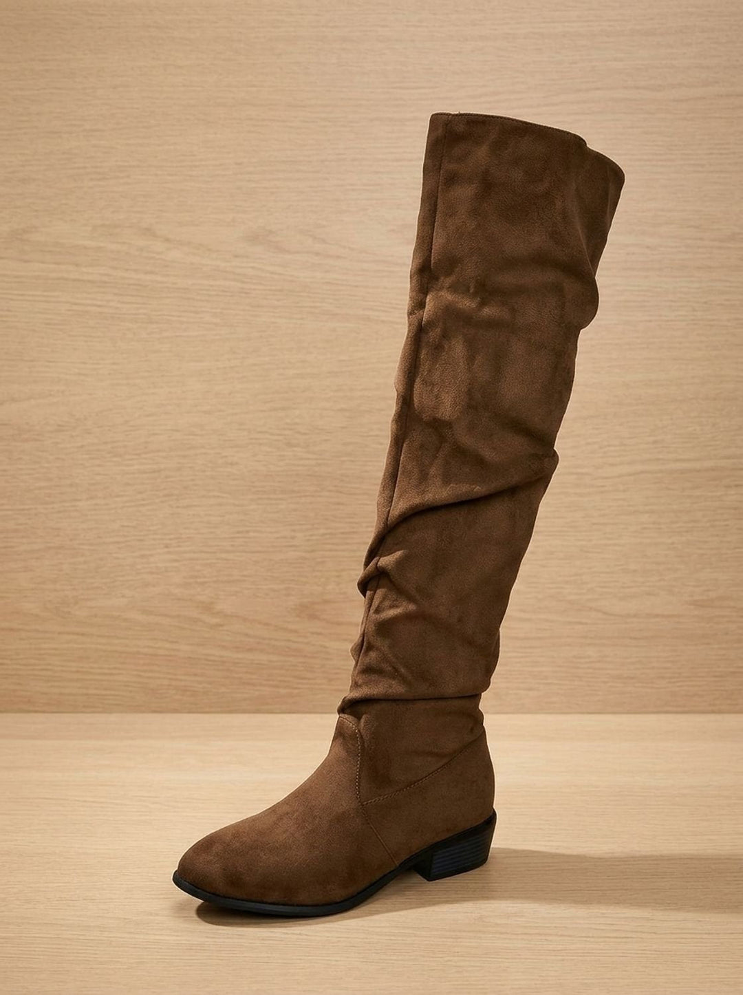 Black Pointed-Toe Slouchy Knee High Boots for Women (11)