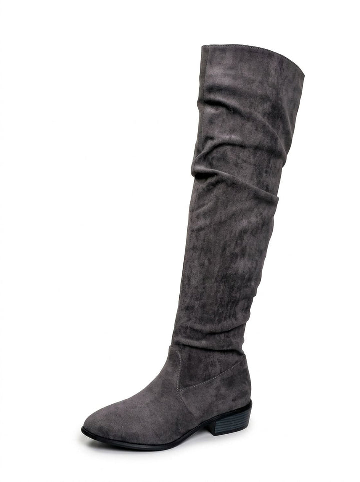 Black Pointed-Toe Slouchy Knee High Boots for Women (9)