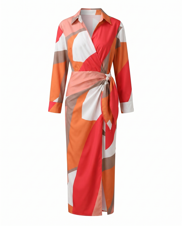 Effortless Wedding Guest Dress Maxi Wrap in Multicolour 2