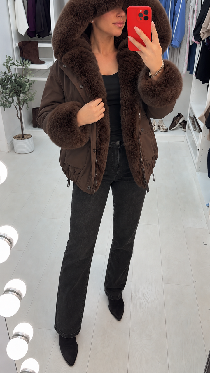 Fitted Women's Winter Trench Coat with Faux Fur (6)