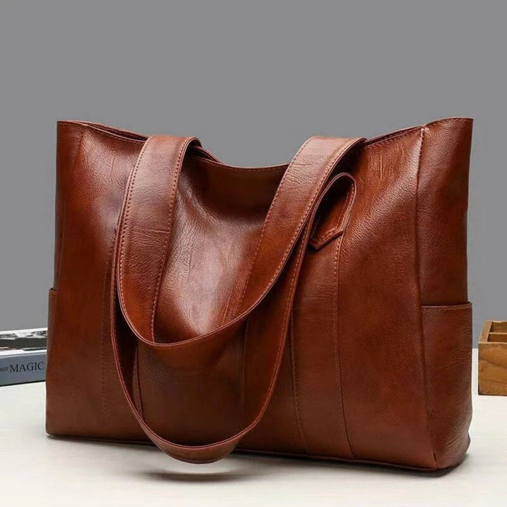Soft Vintage Leather Tote Bag for Women in Brown
