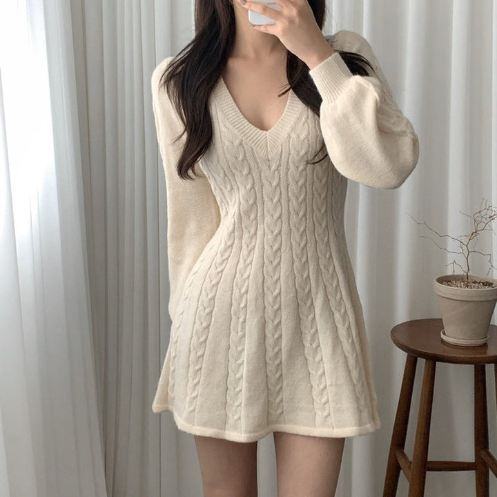 Women's A-Line Knitted Jumper Dress for Winter (5)