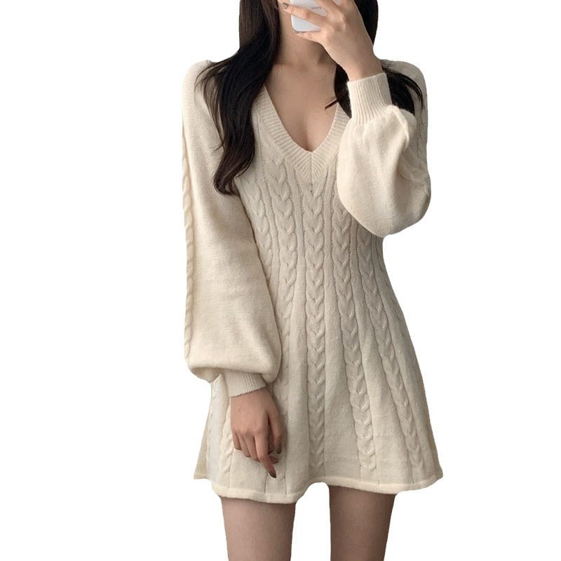 Women's A-Line Knitted Jumper Dress for Winter (9)