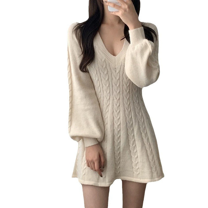 Women's A-Line Knitted Jumper Dress for Winter (9)