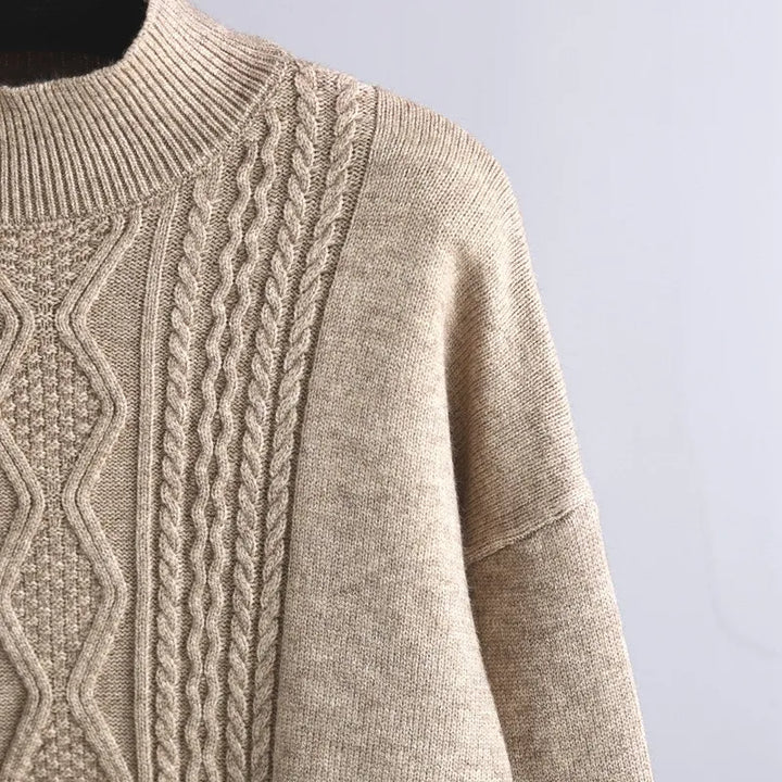 Women's Autumn Cable Knit Jumper Dress Set (10)