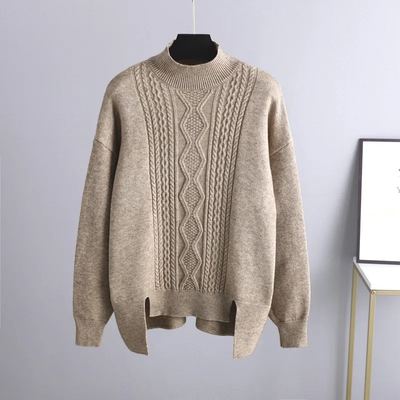 Women's Autumn Cable Knit Jumper Dress Set (11)