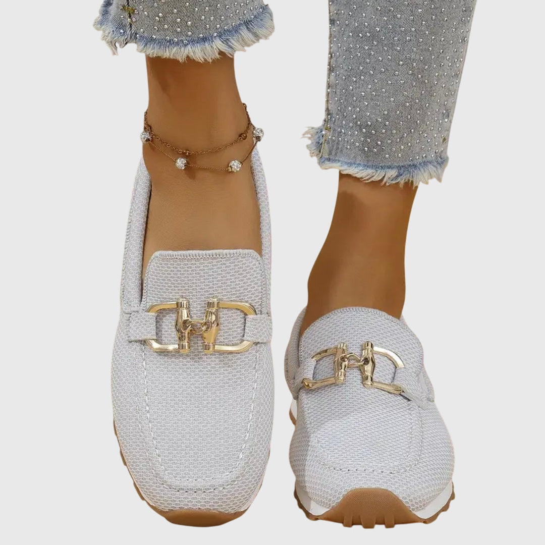 Women's Ballet Flat Loafer Slip-On in Light Grey