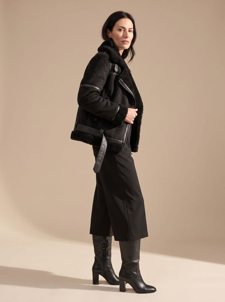 Women's Belted Faux Shearling Trench Coat (10)
