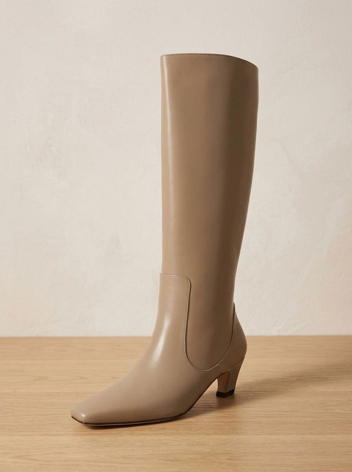Women's Black Knee High Boots for Polished Comfort in Khaki
