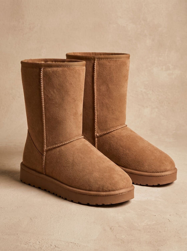 Women's Black Sherpa-Lined Knee-High Boots for Winter (3)