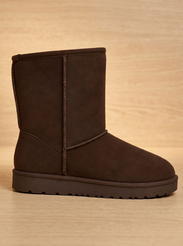 Women's Black Sherpa-Lined Knee-High Boots for Winter in Brown