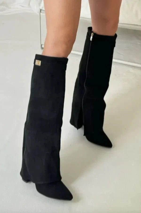 Women's Black Suede Knee-High Boots for Everyday Wear (2)