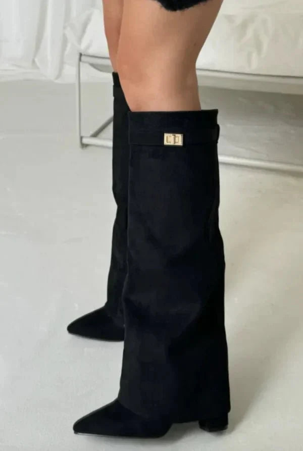 Women's Black Suede Knee-High Boots for Everyday Wear (3)