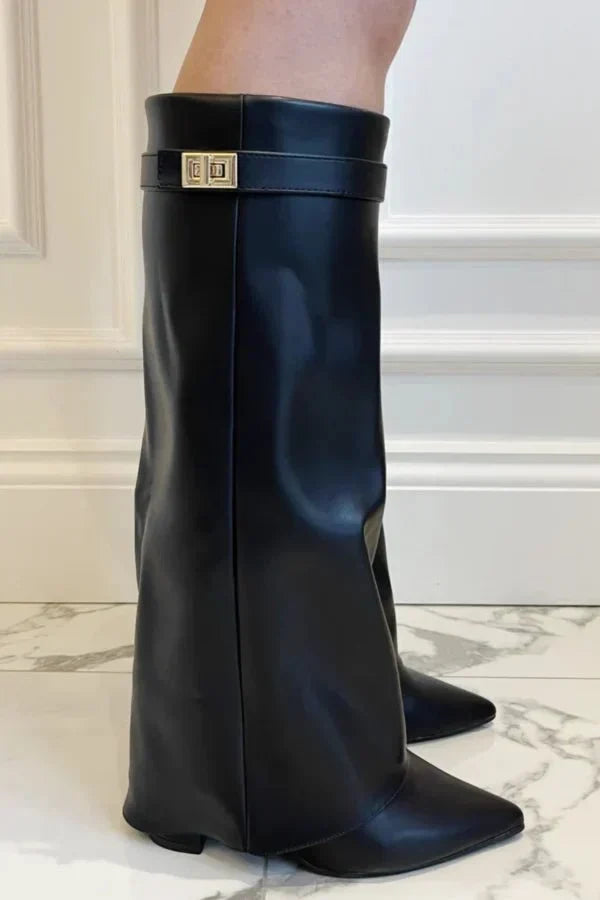 Women's Black Suede Knee-High Boots for Everyday Wear (6)