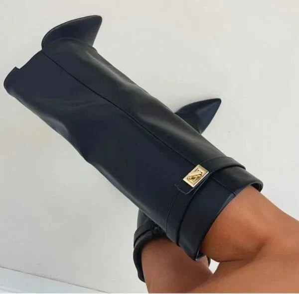 Women's Black Suede Knee-High Boots for Everyday Wear in Leather Black