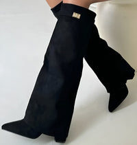 Olivia | Women's Black Suede Knee-High Boots for Everyday Wear