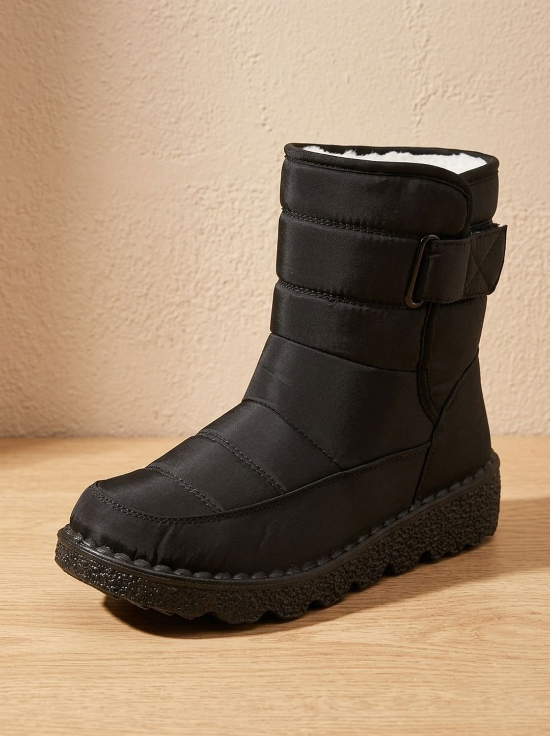 Women's Black Waterproof Winter Boots with Fleece Lining in Black