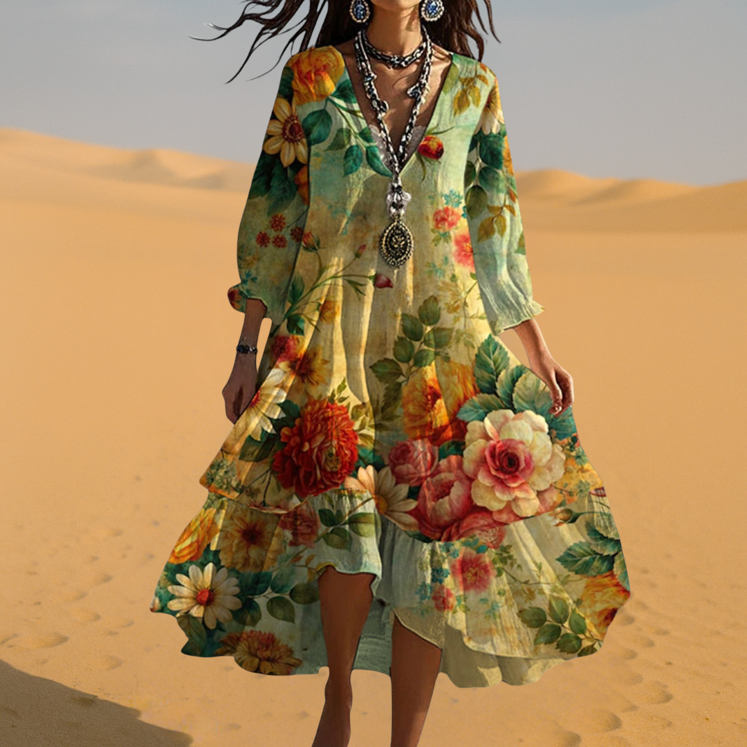 Women's Boho Floral Wedding Guest Dress (3)