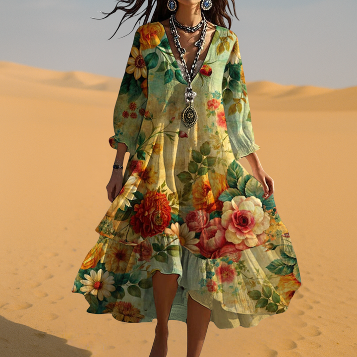 Women's Boho Floral Wedding Guest Dress (3)
