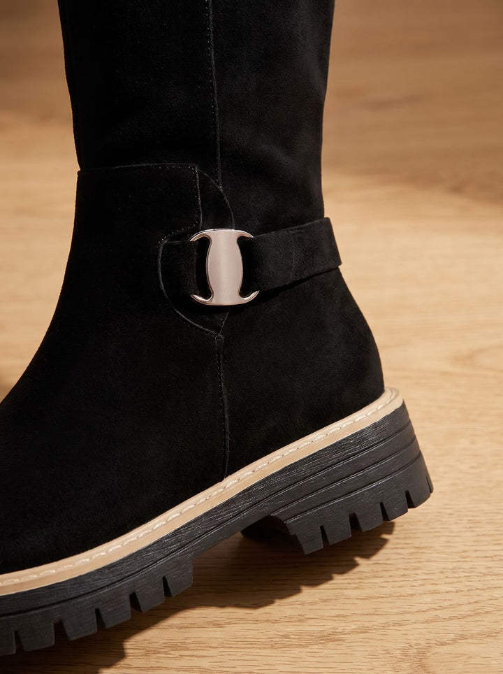 Women's Buckled Knee High Boots for Winter (9)