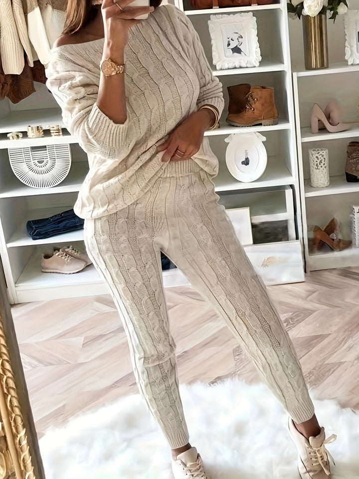 Women's Cable Knit Jumper Dress and Joggers (6)