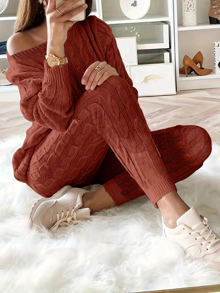 Women's Cable Knit Jumper Dress and Joggers (8)
