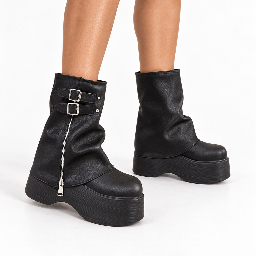 Women's Chunky Knee High Boots for Autumn in Black