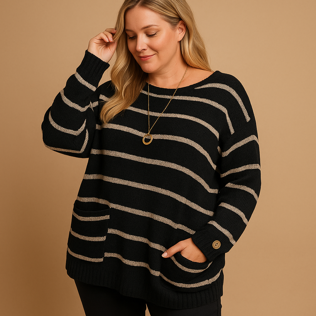 Women's Cosy Printed Knit Jumper for Winter in Black