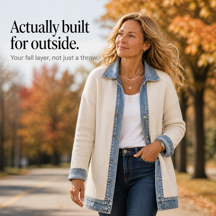 Women's Denim-Accented Jumper Dress Cardigan (9)
