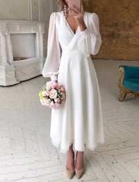 Maya | Women's Elegant Flowing Long-Sleeve Wedding Guest Dress
