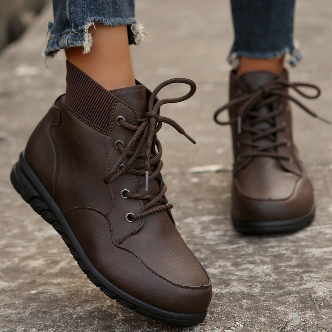 Women's Everyday Lace-Up Ankle Boots in Dark Brown