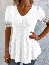 Olivia | Women's Eyelet Blouse with Peplum and Lace