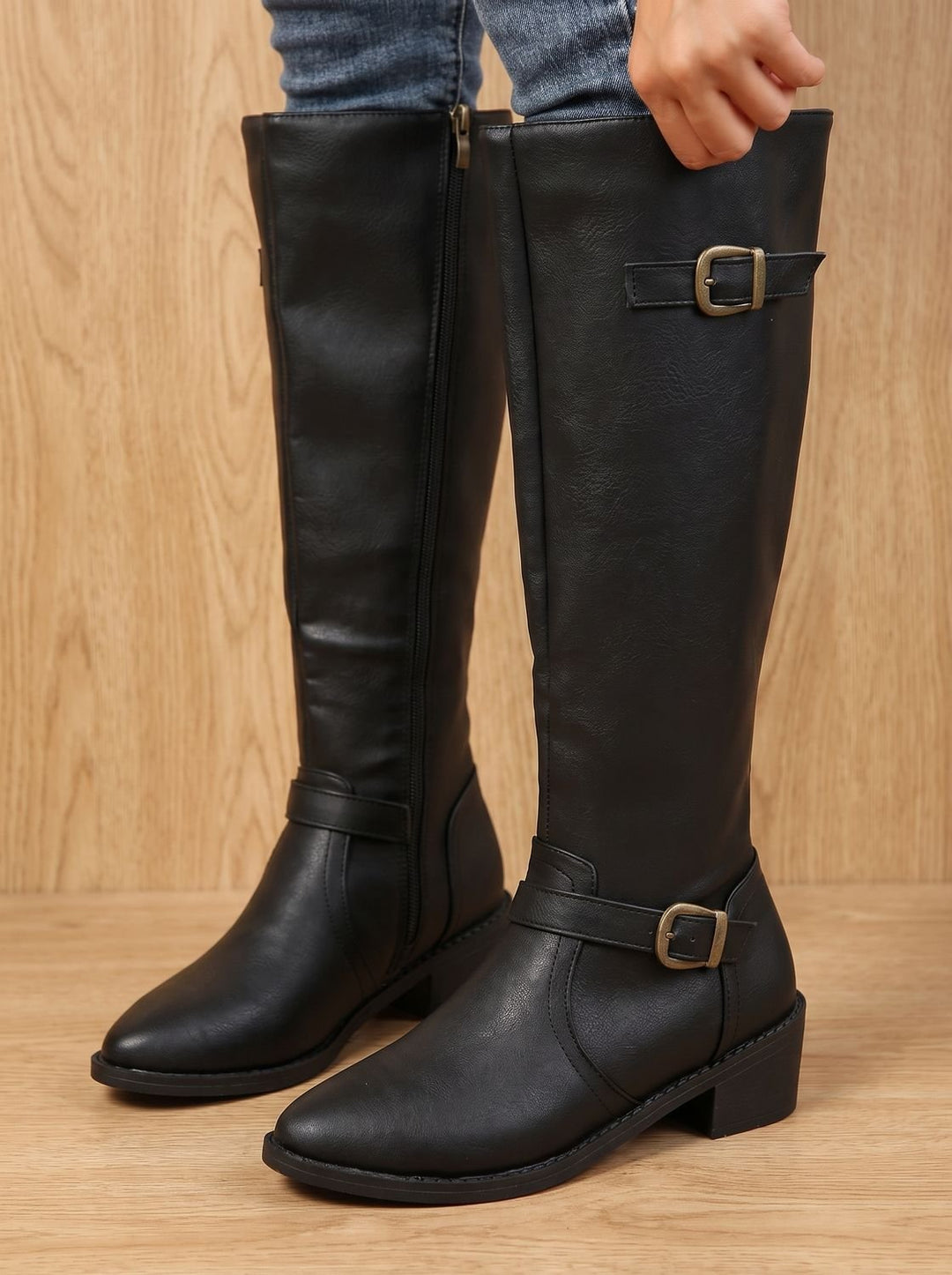 Women's Faux Leather Knee High Boots for Fall