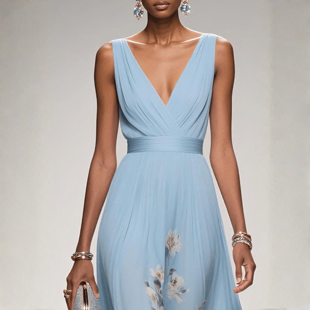 Women's Flowing Floral Maxi Wedding Guest Dress (10)