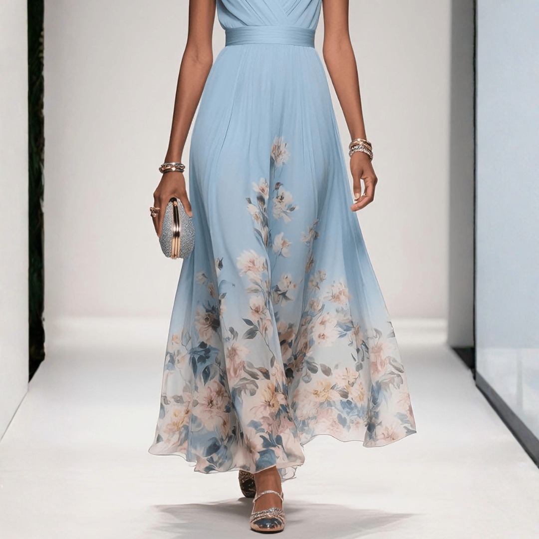 Women's Flowing Floral Maxi Wedding Guest Dress (9)