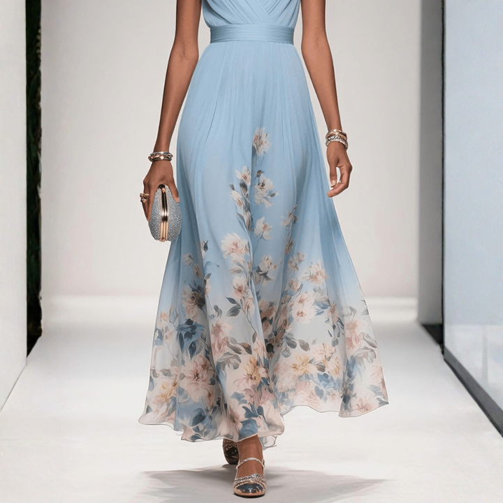 Women's Flowing Floral Maxi Wedding Guest Dress (9)