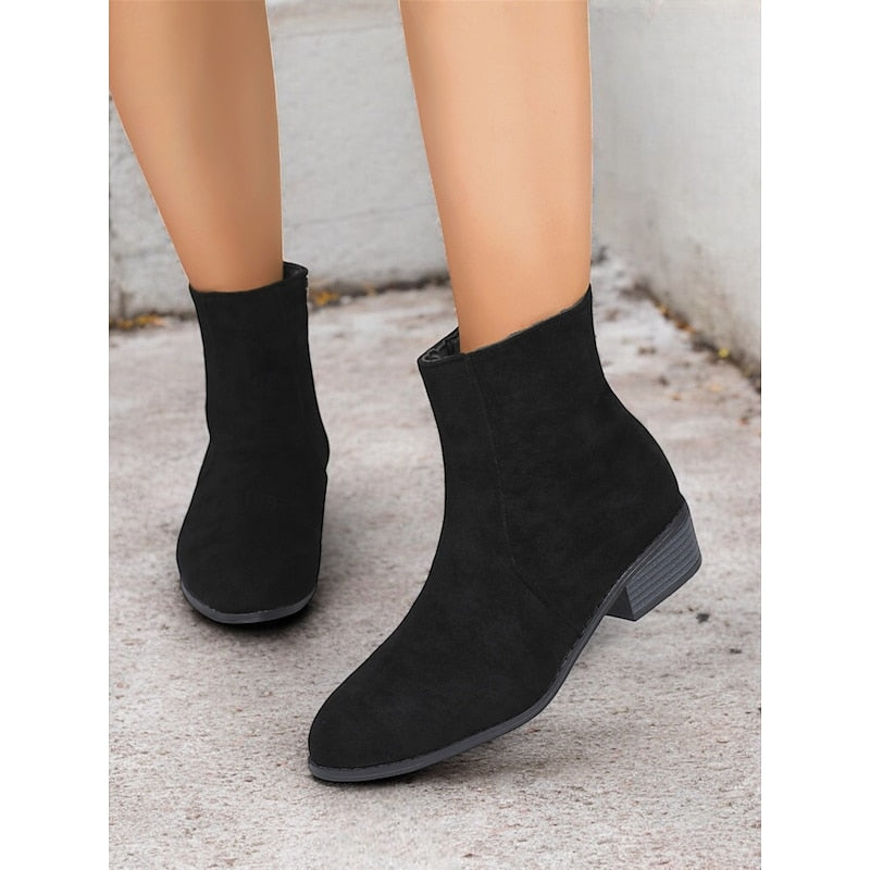 Women's Knee High Boots with Block Heel in Black