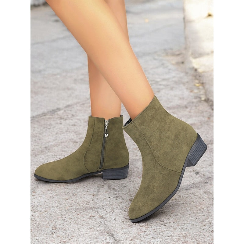 Women's Knee High Boots with Block Heel in Green