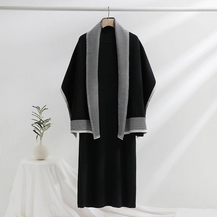 Women's Knit Mock-Neck Midi Jumper Dress in Black