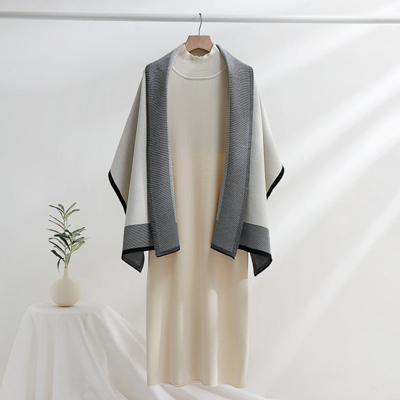 Women's Knit Mock-Neck Midi Jumper Dress in Grey