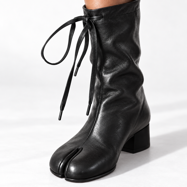 Women's Lace-Tie Knee High Boots for Autumn in Black 3
