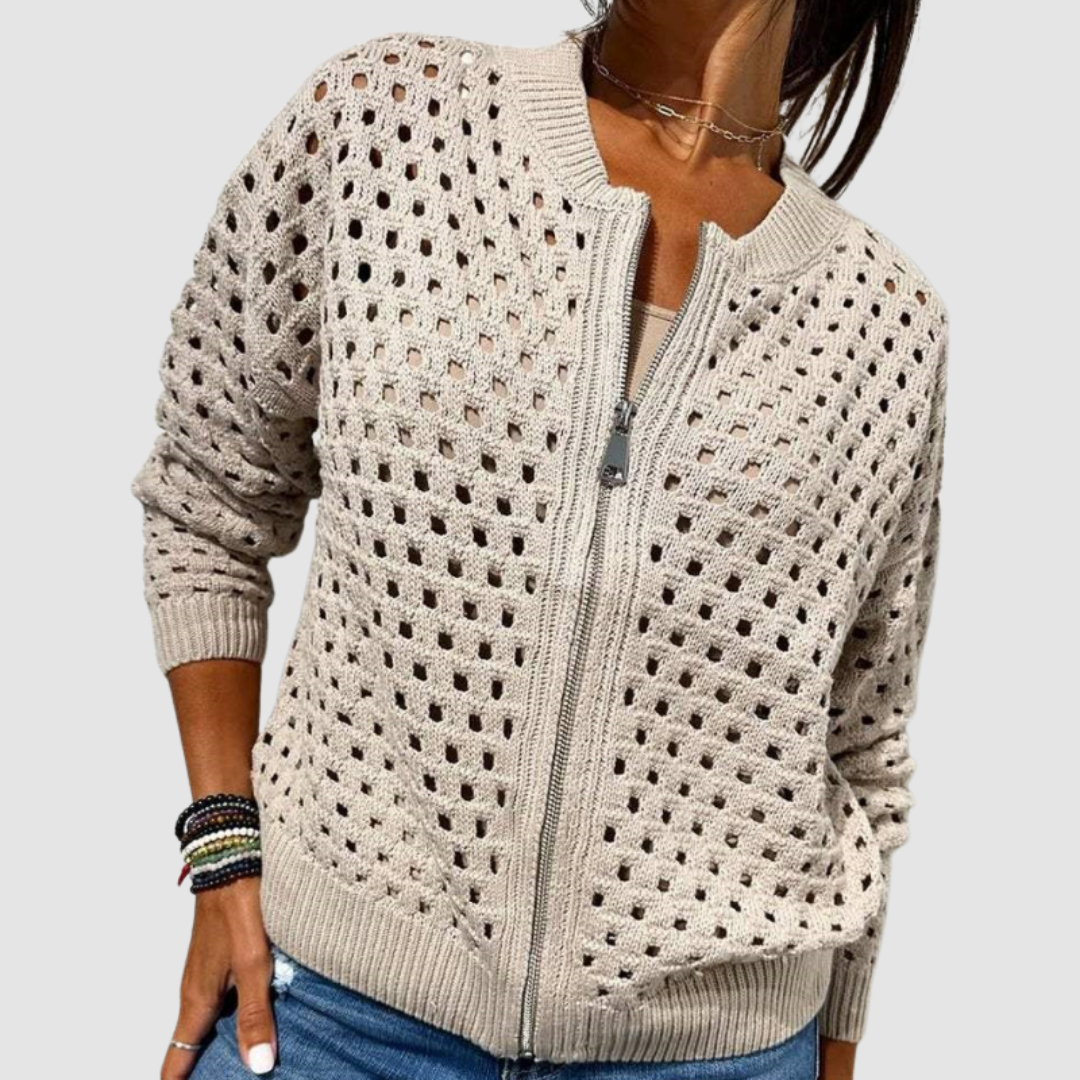 Women's Lightweight Knitted Jumper for Everyday Layering in Beige