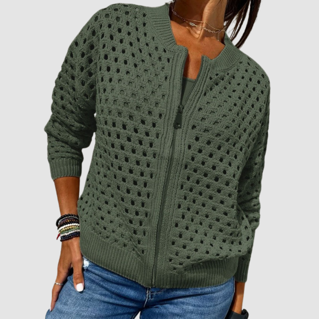 Women's Lightweight Knitted Jumper for Everyday Layering in Green
