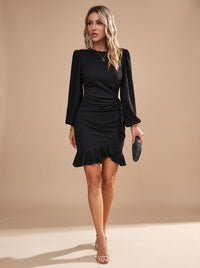 Charlotte | Women's Long-Sleeve Christmas Party Dress with Ruffle Hem