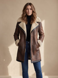 Olivia | Women's Long Trench Coat in Faux Suede