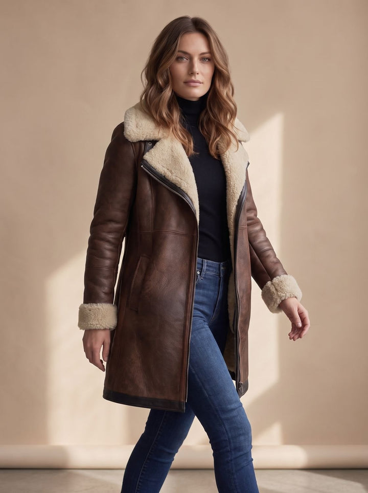 Women's Long Trench Coat in Faux Suede (3)