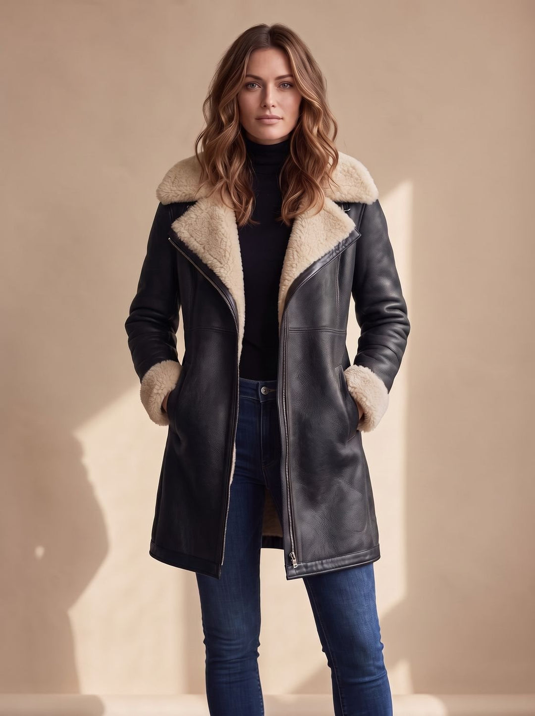 Women's Long Trench Coat in Faux Suede (5)