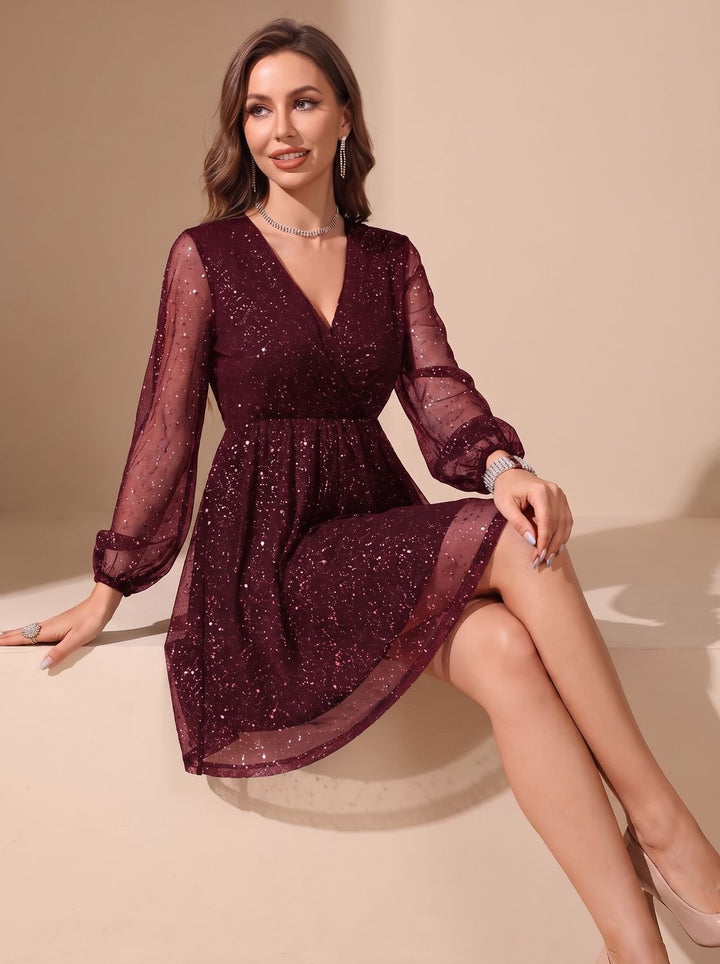 Women's Mini Glitter Christmas Party Dress (5)