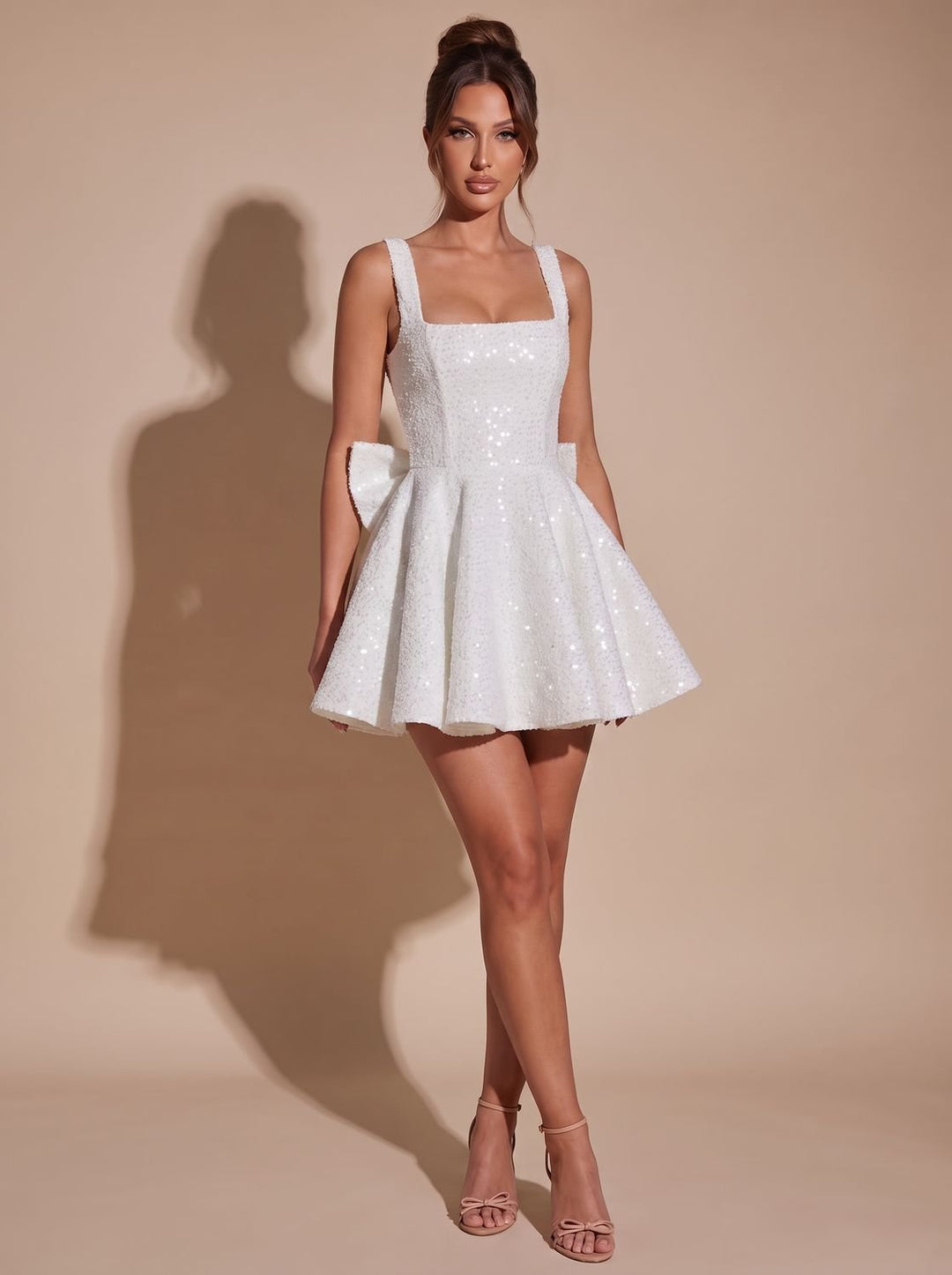 Women's Mini Sequin Christmas Party Dress in White